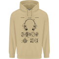 Headphones Patent Blueprint Dance Music DJ Mens 80% Cotton Hoodie Sand