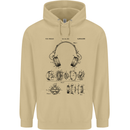 Headphones Patent Blueprint Dance Music DJ Mens 80% Cotton Hoodie Sand