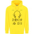 Headphones Patent Blueprint Dance Music DJ Mens 80% Cotton Hoodie Yellow