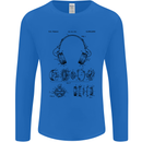 Headphones Patent Blueprint Dance Music DJ Mens Long Sleeve T-Shirt Royal Blue