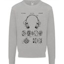 Headphones Patent Blueprint Dance Music DJ Mens Sweatshirt Jumper Sports Grey