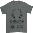 Headphones Patent Blueprint Dance Music DJ Mens T-Shirt 100% Cotton Charcoal