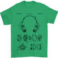 Headphones Patent Blueprint Dance Music DJ Mens T-Shirt 100% Cotton Irish Green