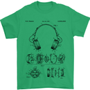 Headphones Patent Blueprint Dance Music DJ Mens T-Shirt 100% Cotton Irish Green