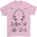 Headphones Patent Blueprint Dance Music DJ Mens T-Shirt 100% Cotton Light Pink