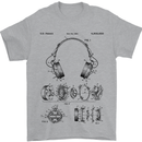 Headphones Patent Blueprint Dance Music DJ Mens T-Shirt 100% Cotton Sports Grey