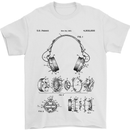 Headphones Patent Blueprint Dance Music DJ Mens T-Shirt 100% Cotton White