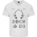 Headphones Patent Blueprint Dance Music DJ Mens V-Neck Cotton T-Shirt White
