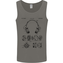 Headphones Patent Blueprint Dance Music DJ Mens Vest Tank Top Charcoal