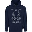 Headphones Patent Blueprint Music DJ Dance Mens 80% Cotton Hoodie Navy Blue