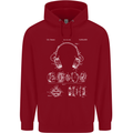 Headphones Patent Blueprint Music DJ Dance Mens 80% Cotton Hoodie Red