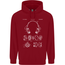Headphones Patent Blueprint Music DJ Dance Mens 80% Cotton Hoodie Red