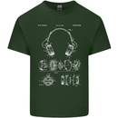 Headphones Patent Blueprint Music DJ Dance Mens Cotton T-Shirt Tee Top Forest Green