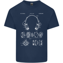 Headphones Patent Blueprint Music DJ Dance Mens Cotton T-Shirt Tee Top Navy Blue