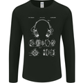 Headphones Patent Blueprint Music DJ Dance Mens Long Sleeve T-Shirt Black