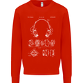 Headphones Patent Blueprint Music DJ Dance Mens Sweatshirt Jumper Bright Red