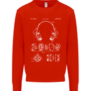 Headphones Patent Blueprint Music DJ Dance Mens Sweatshirt Jumper Bright Red