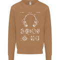 Headphones Patent Blueprint Music DJ Dance Mens Sweatshirt Jumper Caramel Latte