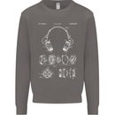 Headphones Patent Blueprint Music DJ Dance Mens Sweatshirt Jumper Charcoal