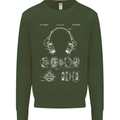 Headphones Patent Blueprint Music DJ Dance Mens Sweatshirt Jumper Forest Green