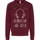 Headphones Patent Blueprint Music DJ Dance Mens Sweatshirt Jumper Maroon