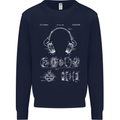 Headphones Patent Blueprint Music DJ Dance Mens Sweatshirt Jumper Navy Blue