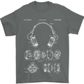 Headphones Patent Blueprint Music DJ Dance Mens T-Shirt 100% Cotton Charcoal