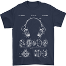 Headphones Patent Blueprint Music DJ Dance Mens T-Shirt 100% Cotton Navy Blue