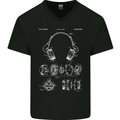 Headphones Patent Blueprint Music DJ Dance Mens V-Neck Cotton T-Shirt Black