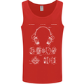 Headphones Patent Blueprint Music DJ Dance Mens Vest Tank Top Red