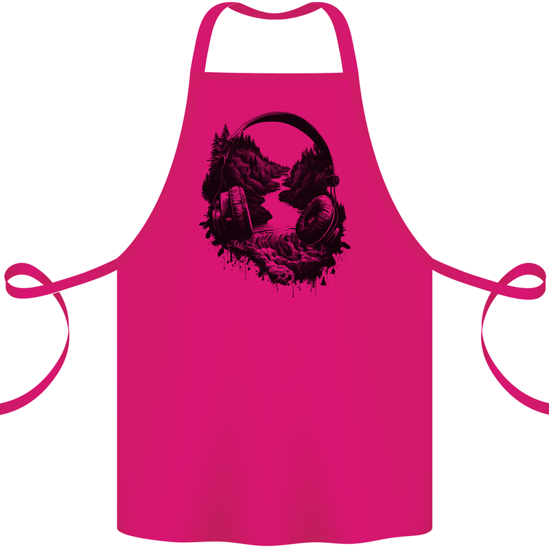 Headphones & Nature Music Trekking Hiking Cotton Apron 100% Organic Pink