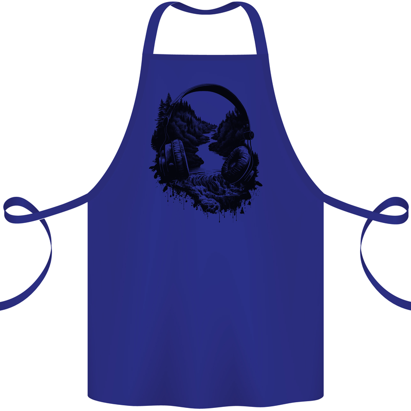 Headphones & Nature Music Trekking Hiking Cotton Apron 100% Organic Royal Blue