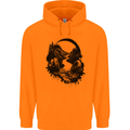 Headphones & Nature Music Trekking Hiking Mens 80% Cotton Hoodie Orange