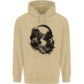 Headphones & Nature Music Trekking Hiking Mens 80% Cotton Hoodie Sand