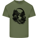 Headphones & Nature Music Trekking Hiking Mens Cotton T-Shirt Tee Top Military Green