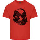Headphones & Nature Music Trekking Hiking Mens Cotton T-Shirt Tee Top Red