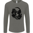 Headphones & Nature Music Trekking Hiking Mens Long Sleeve T-Shirt Charcoal