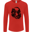Headphones & Nature Music Trekking Hiking Mens Long Sleeve T-Shirt Red
