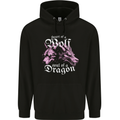 Heart of a Wolf Soul of a Dragon Mens 80% Cotton Hoodie Black