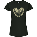 Heaven Angel Skeleton In a Heart Skull Womens Petite Cut T-Shirt Black