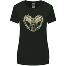 Heaven Angel Skeleton In a Heart Skull Womens Wider Cut T-Shirt Black