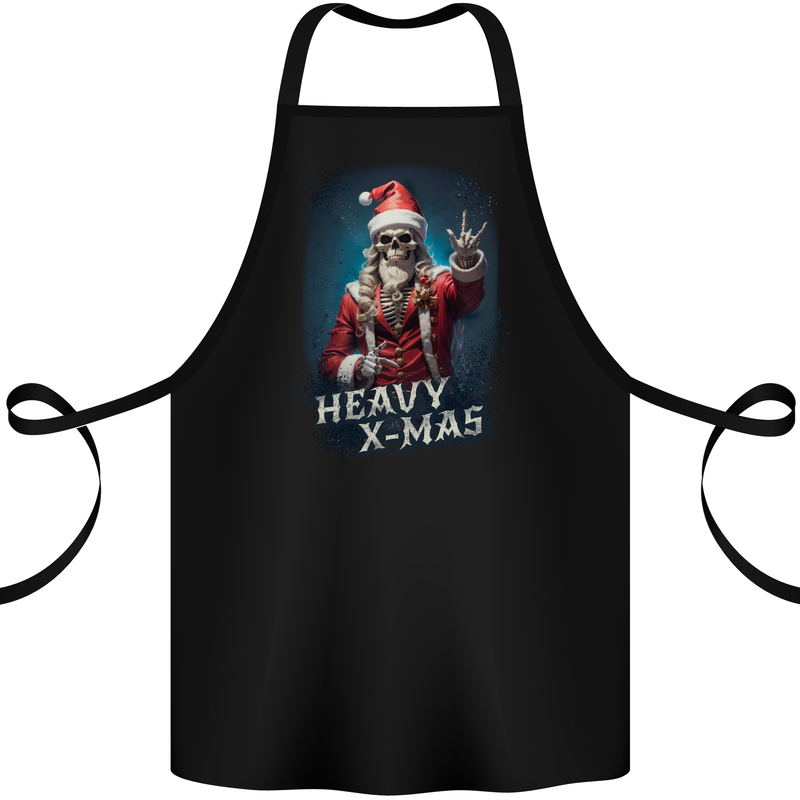 Heavy Christmas Rock n Roll Xmas Skull Metal Cotton Apron 100% Organic Black