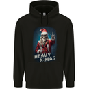 Heavy Christmas Rock n Roll Xmas Skull Metal Mens 80% Cotton Hoodie Black