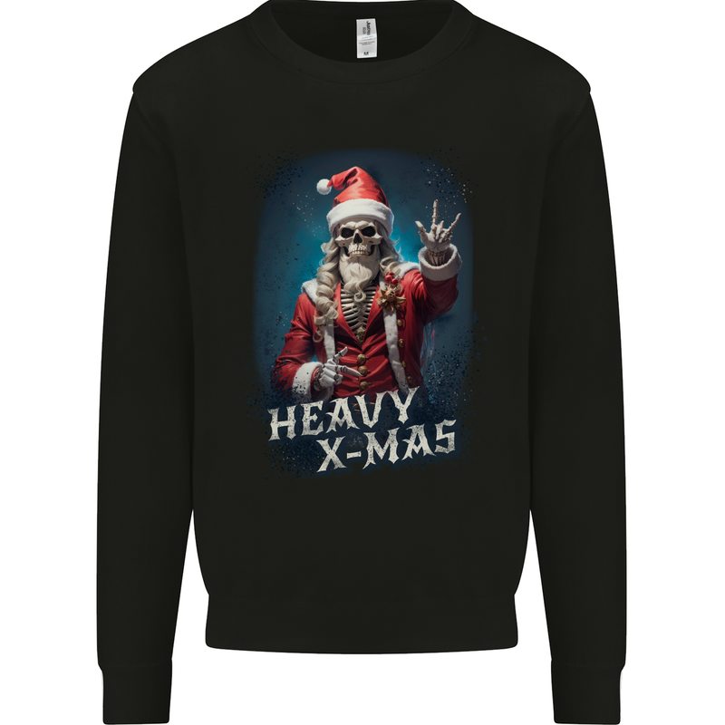Heavy Christmas Rock n Roll Xmas Skull Metal Mens Sweatshirt Jumper Black