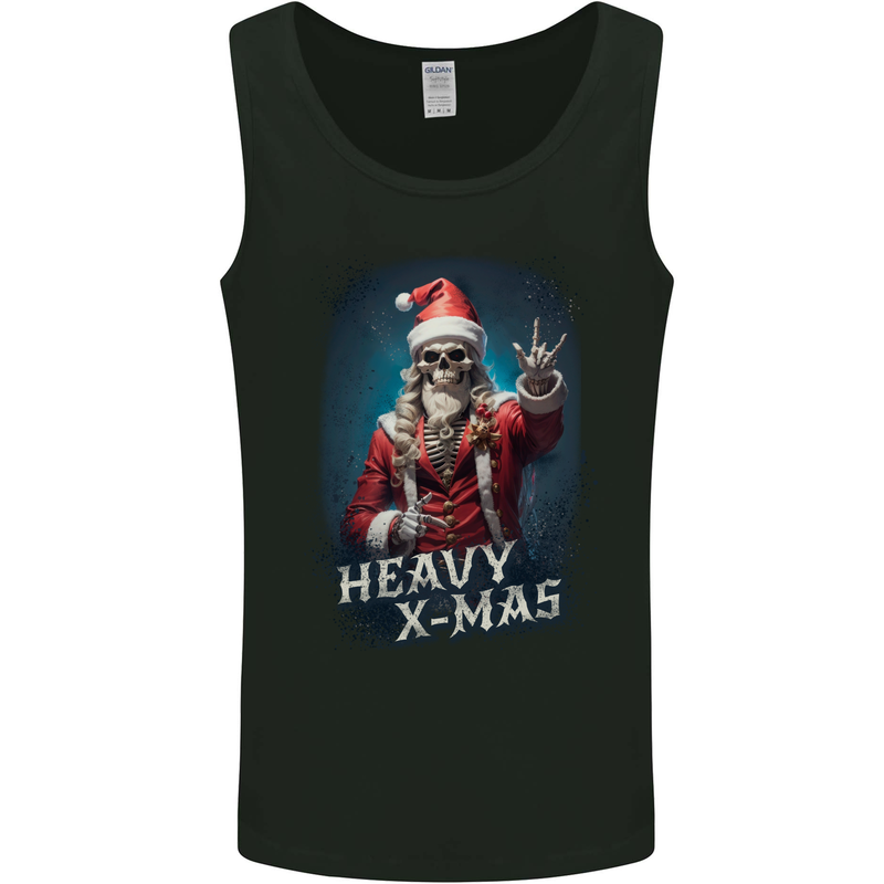 Heavy Christmas Rock n Roll Xmas Skull Metal Mens Vest Tank Top Black