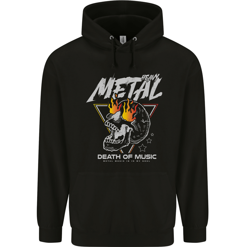 Heavy Metal Death of Music Skull Childrens Kids Hoodie Black