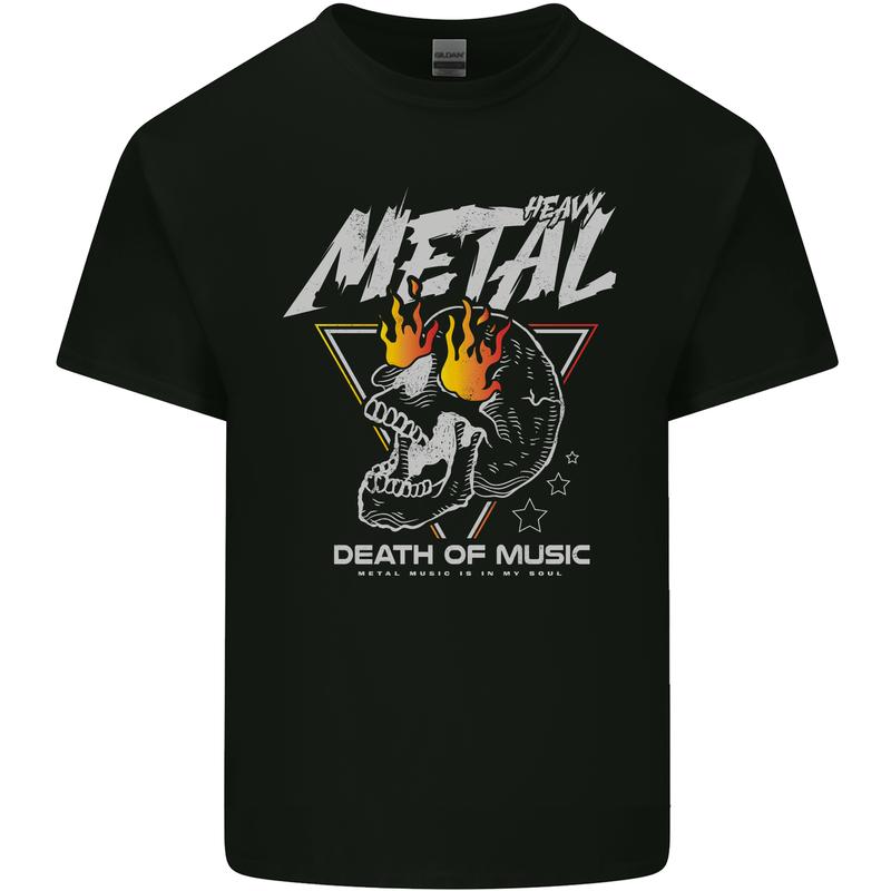 Heavy Metal Death of Music Skull Kids T-Shirt Childrens Black
