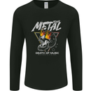 Heavy Metal Death of Music Skull Mens Long Sleeve T-Shirt Black