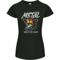 Heavy Metal Death of Music Skull Womens Petite Cut T-Shirt Black