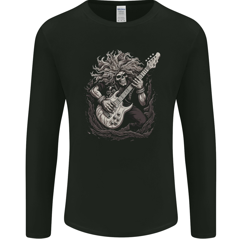 Heavy Metal Rock Skull Guitar Music 2 Mens Long Sleeve T-Shirt Black
